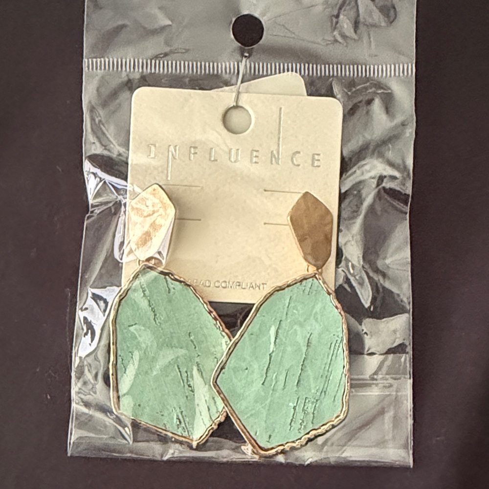 Influence Mint Green and Gold Drop Earrings